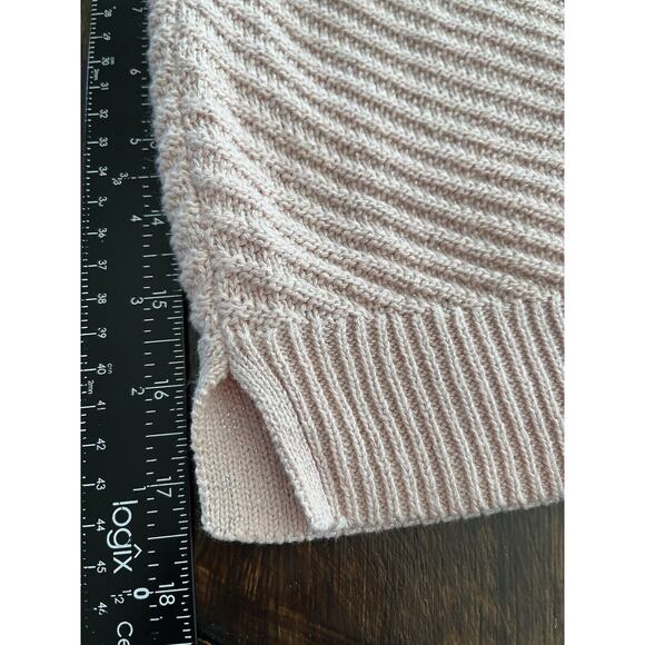 CHAPS Pink Metallic Shimmer Chevron Knit Long Sleeve Sweater Size L - Picture 7 of 9